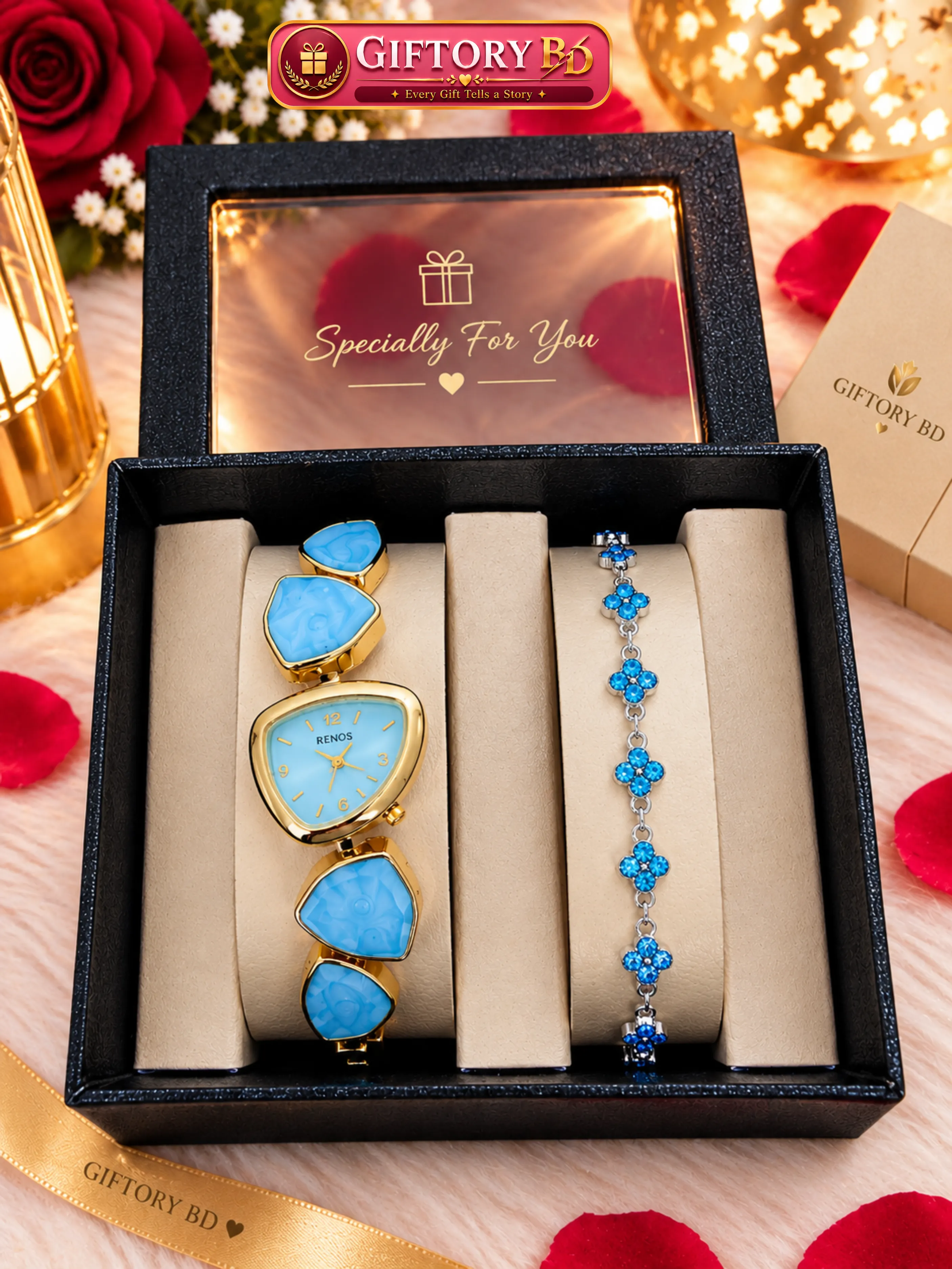 Blue Ocean Crystal – Luxury Watch & Bracelet Gift Set WB-07